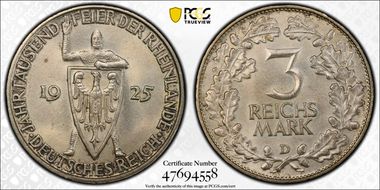 1925-D 3 Mk 1000 Years J-321 MS64