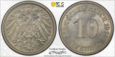 1914-E 10 Pfg J-13 MS65