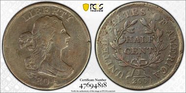 1804 1/2C C-13, Plain 4, No Stems N1BN