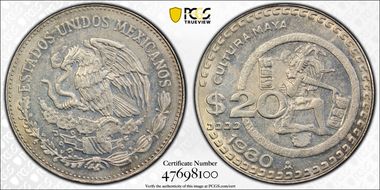 1980-Mo 20 Peso MS64