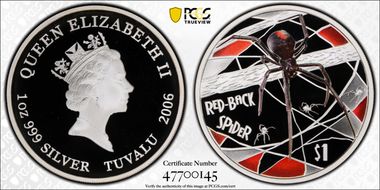 2006 $1 Red-Back Spider Colorized  Ag PR69DCAM