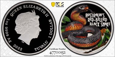 2022 $1 Red-Bellied Black Snake Colorized PR69DCAM