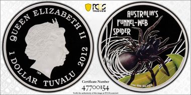 2012 $1 Funnel Web Spider Colorized PR69DCAM
