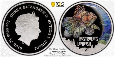 2019 $1 Lionfish Colorized PR69DCAM
