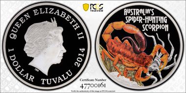 2014 $1 Spider Hunting Scorpion PR70DCAM