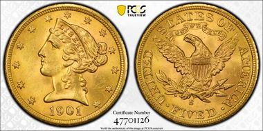 1901-S $5 MS64