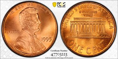 1995 1C Doubled Die Obverse MS69RD