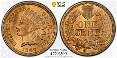 1862 1C MS63