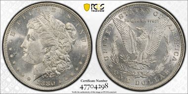 1880 $1 VAM 6, 8/7 Spikes MS63