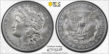 2021-CC Privy $1 Morgan Dollar 100th Anniversary MS70