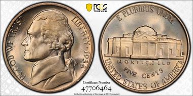 1938-D 5C Jefferson MS67FS