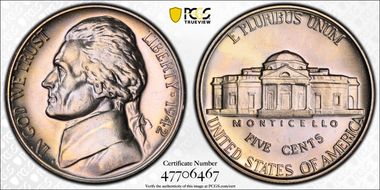 1942 5C Nickel PR66+