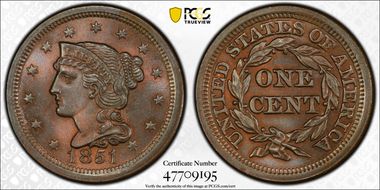 1851 1C Newcomb 4 MS66BN