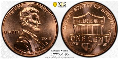 2018-D 1C Shield MS68RD