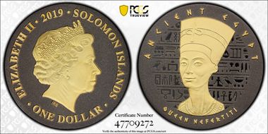 2019 $1 Nefertiti - Ancient Egypt Partial Gilt PL70