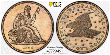 1836 $1 J-60 Restrike, Alignment III PR60