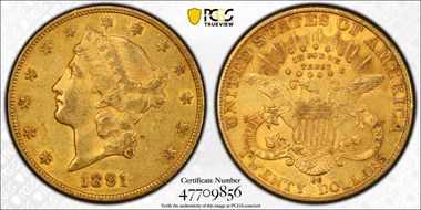 1891-CC $20 AU55
