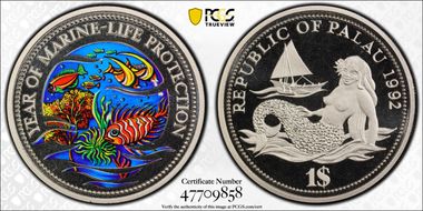 1992 $1 KM-1 Ocean Scene PR69DCAM