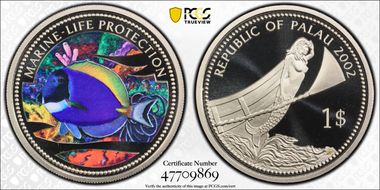 2002 $1 KM-63 Blue Tang Fish PR70DCAM