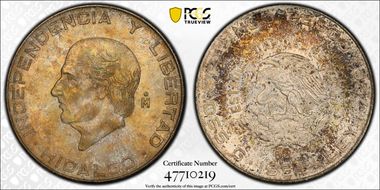 1955-Mo 5 Peso KM-469  Ag MS66