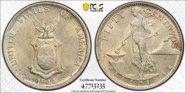 1944-S 50C KM-183  Ag AU55