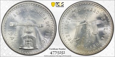 1949-Mo Onza KM-M49a  Ag MS64