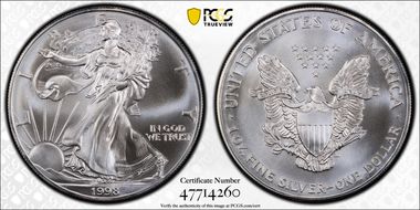1998 $1 Silver Eagle MS70