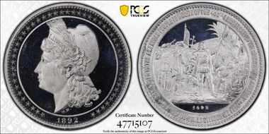 1892 Medal HK-222a World's Columbian Expo PR66DCAM