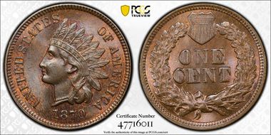 1870 1C MS65BN