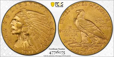 1911-D $2.50 Strong D MS62