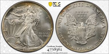1993 $1 Silver Eagle MS66