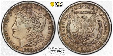 1921 $1 Morgan XF45