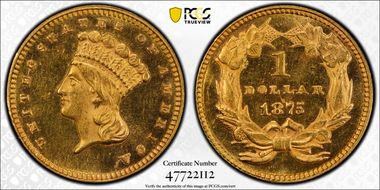 1875 G$1 MS63PL