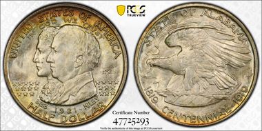 1921 50C Alabama, 2X2 MS66+ 