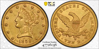 1859-S $10 AU55