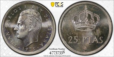 1975 25 Pta (76) MS64