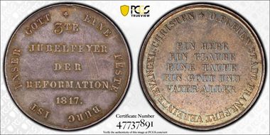 1817 Medal Whiting-553 Ag 300th. Ann. of Reformation N1