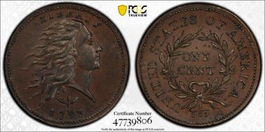 1793 1C Wreath, Vine and Bars MS63BN