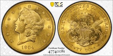 1904 $20 MS62