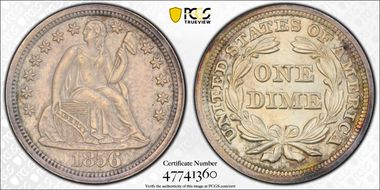 1856 10C Large Date MS62