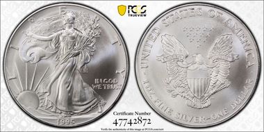 1995 $1 Silver Eagle MS70