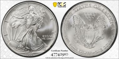 1995 $1 Silver Eagle MS70