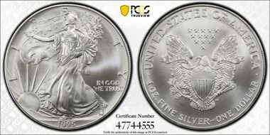 1995 $1 Silver Eagle MS70