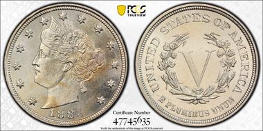 1883 5C No CENTS MS65