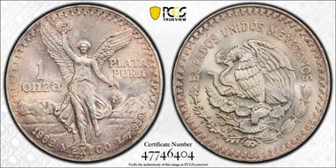 1989-Mo Onza Libertad Ag w/o Dot 999 MS67