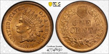 1864 1C Bronze MS65RD