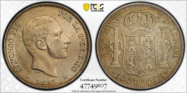 1885 50C KM-150  Ag MS64