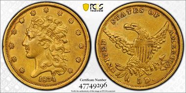 1834 $5 Classic Head, HM-1 XF45