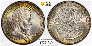 1918 50C Lincoln-Illinois MS67+
