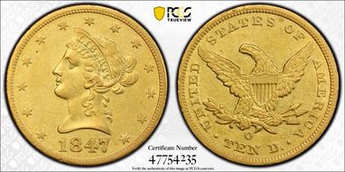 1847-O $10 AU50